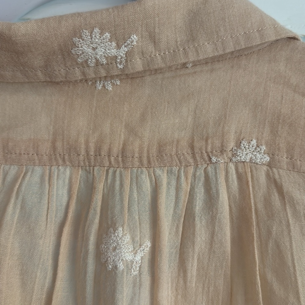Anthropologie Mermaid Tan Button-Up Tunic‎ with Floral Pattern - Picture 8 of 8